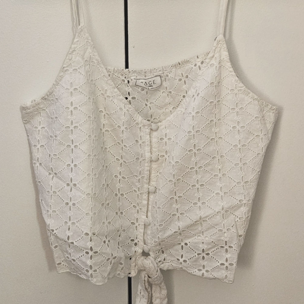 SAGE eyelet top with adjustable straps